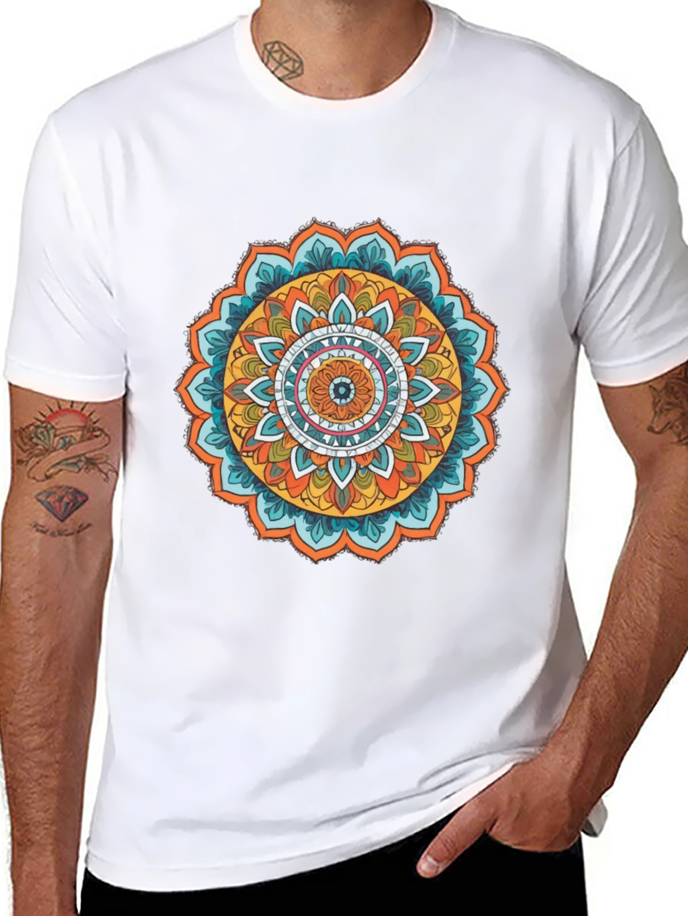 Mandala Print Black Tee