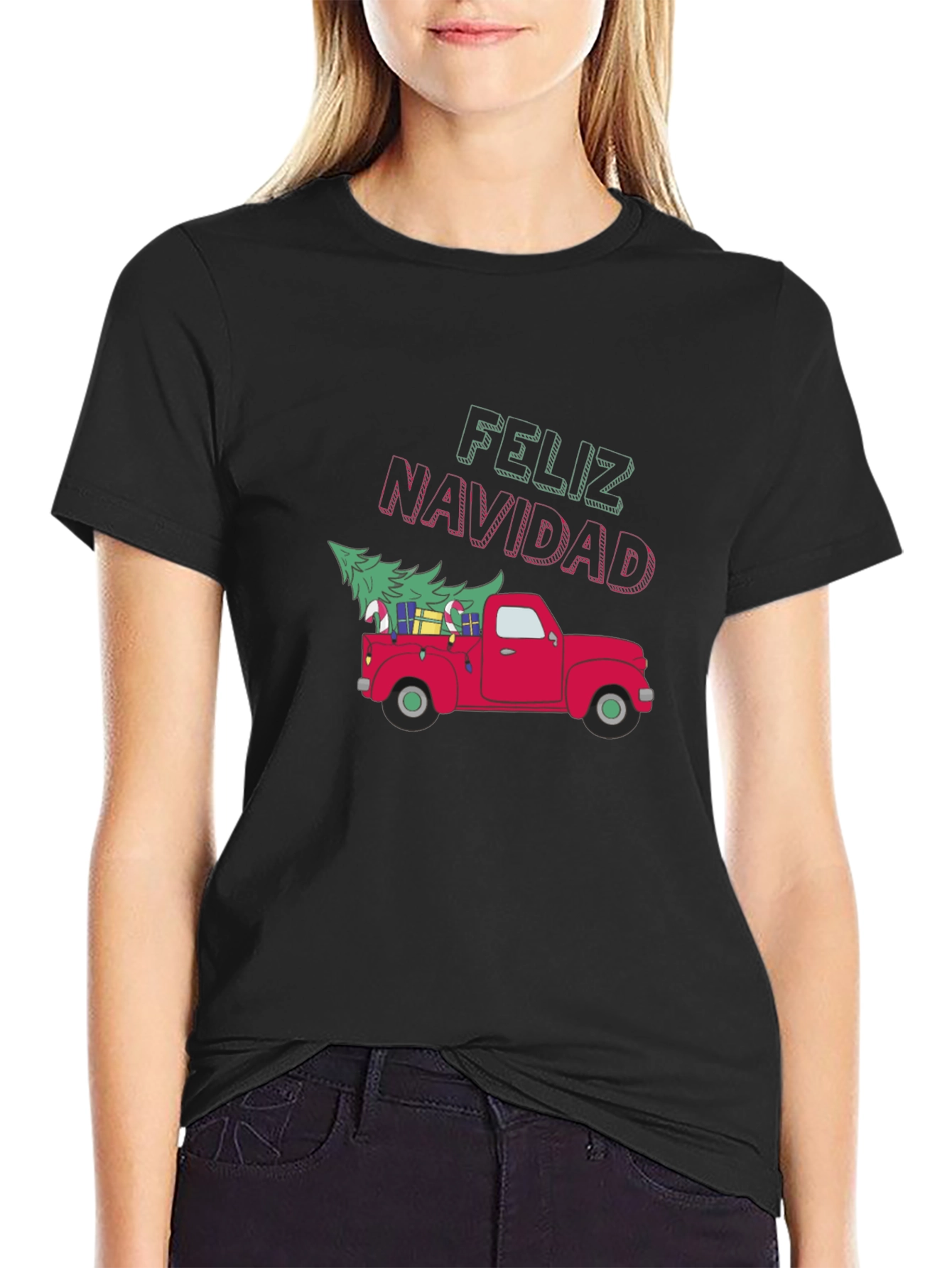 Feliz Navidad Red Truck Christmas T-Shirt