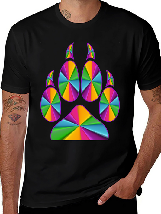 Colorful Paw Print Graphic Tee