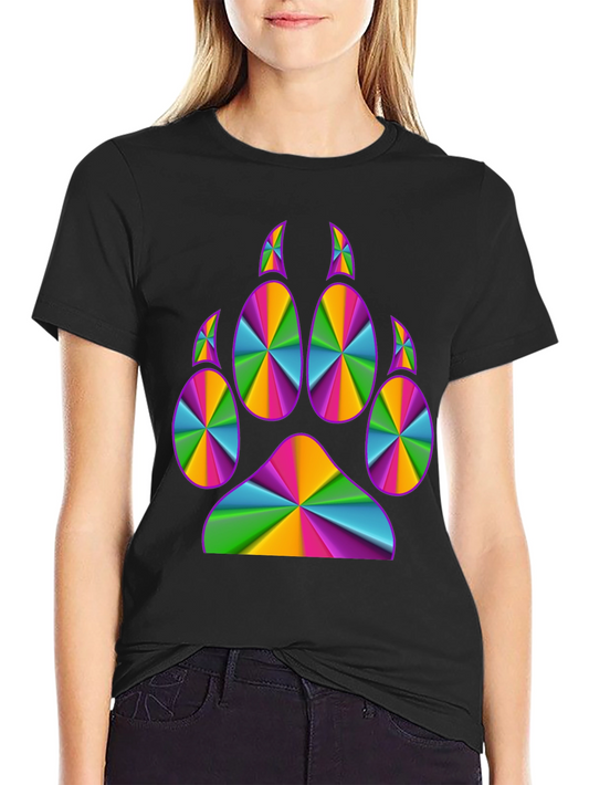 Colorful Paw Print Graphic Tee