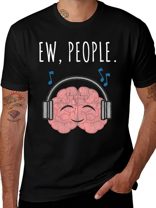 Ew People. Brain with Headphones Graphic T-Shirt