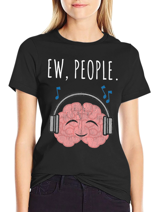 Ew People. Brain with Headphones Graphic T-Shirt