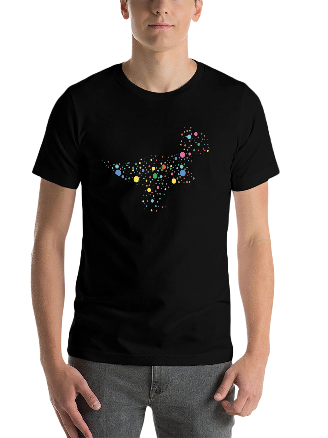 Dotted Dinosaur Black T-Shirt