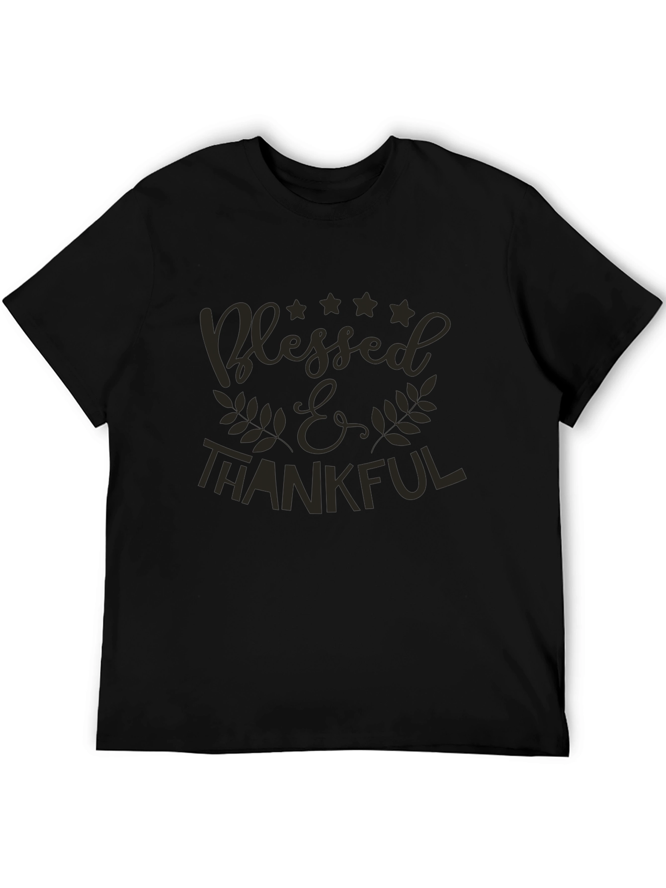 Blessed & Thankful Graphic Tee - Casual Black T-Shirt