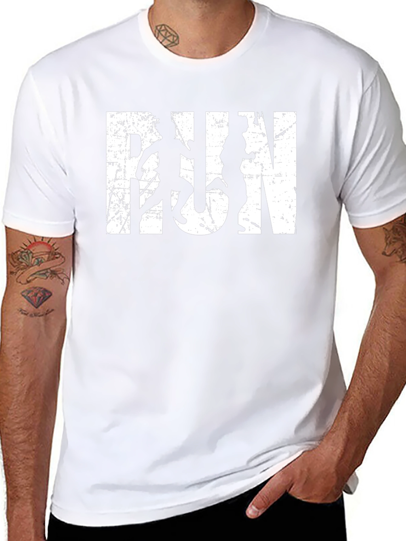 Distressed RUN Graphic T-Shirt