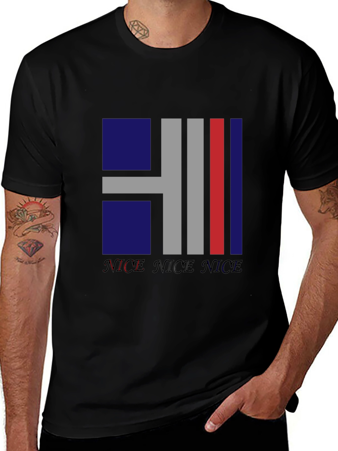 Nice Graphic Print Black T-Shirt