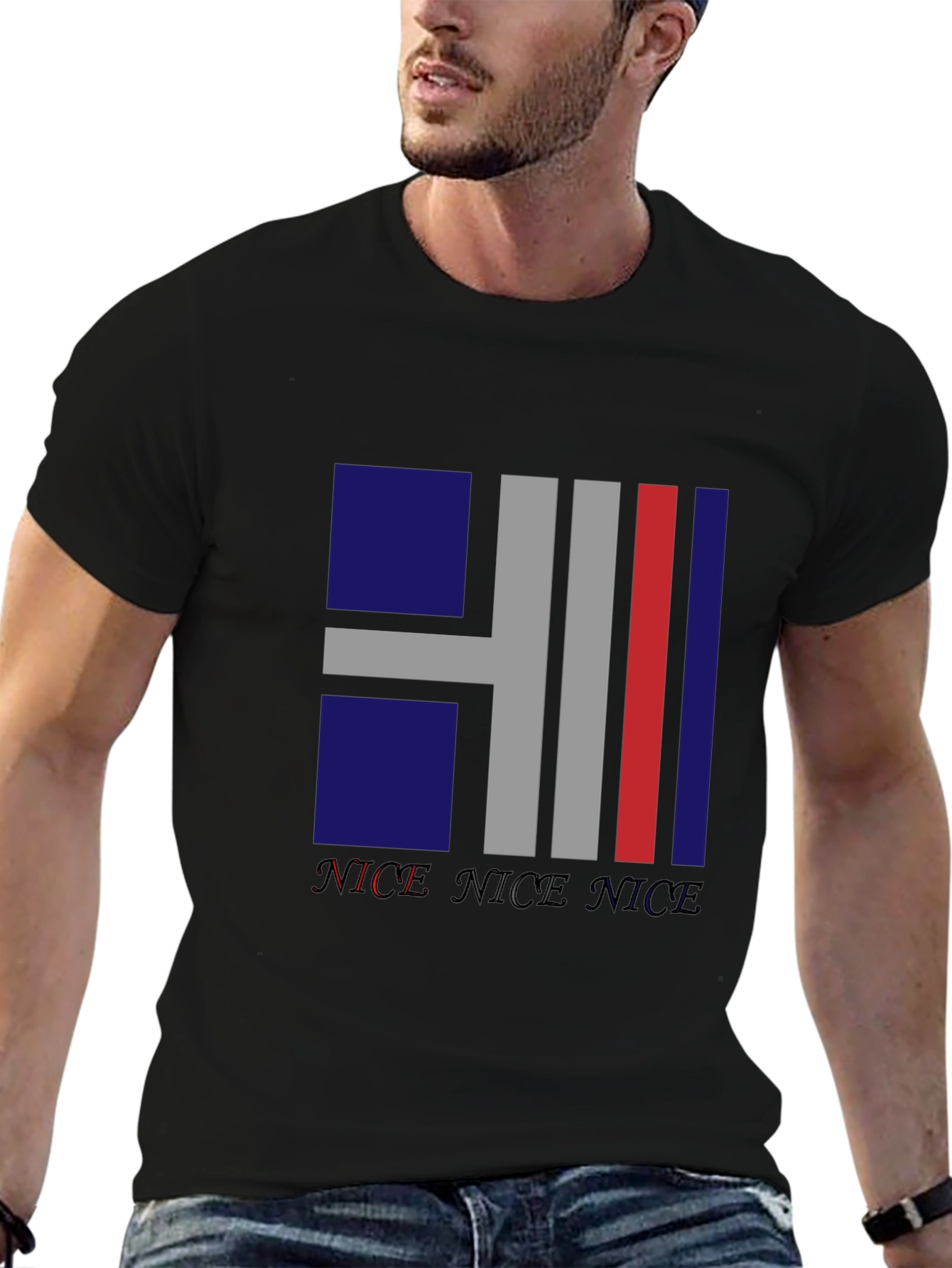 Nice Graphic Print Black T-Shirt
