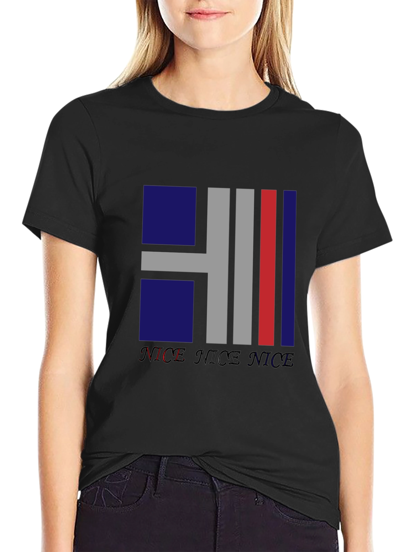 Nice Graphic Print Black T-Shirt