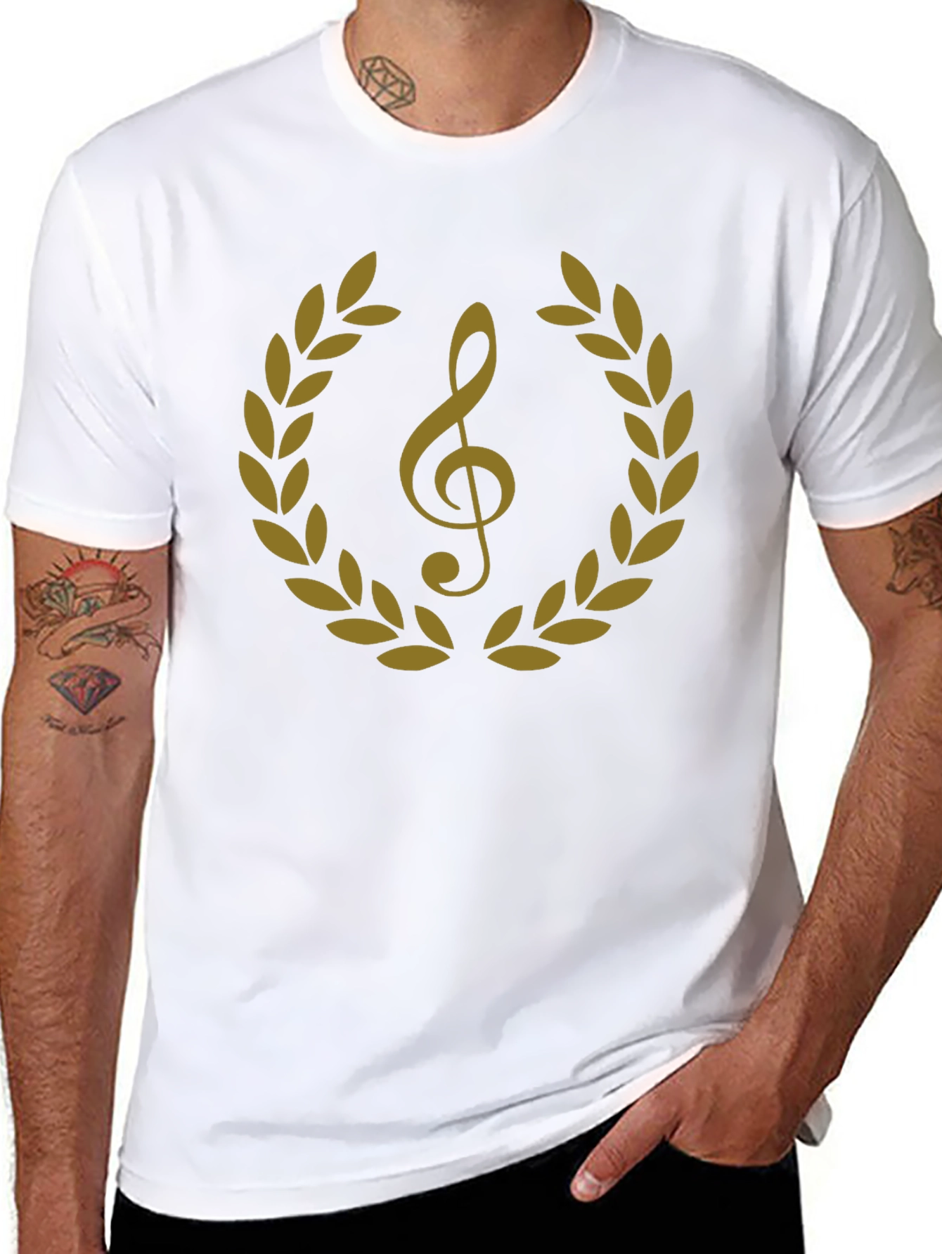 Musical Treble Clef Laurel Wreath Graphic Tee