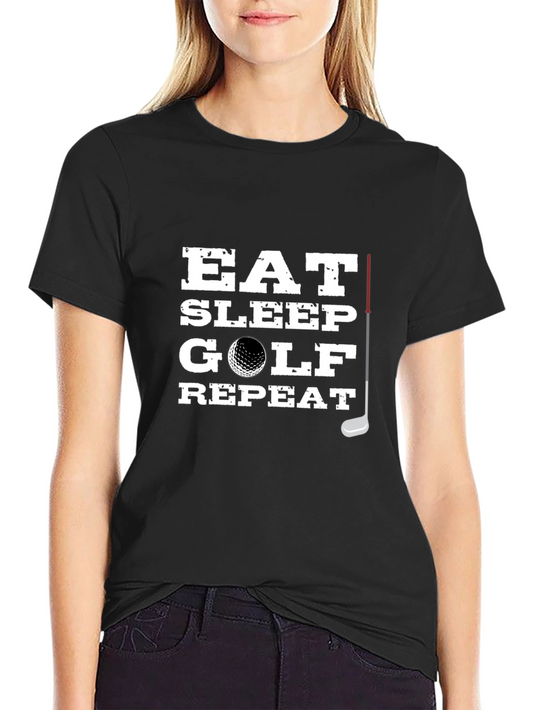Eat Sleep Golf Repeat Black T-Shirt for Golf Lovers