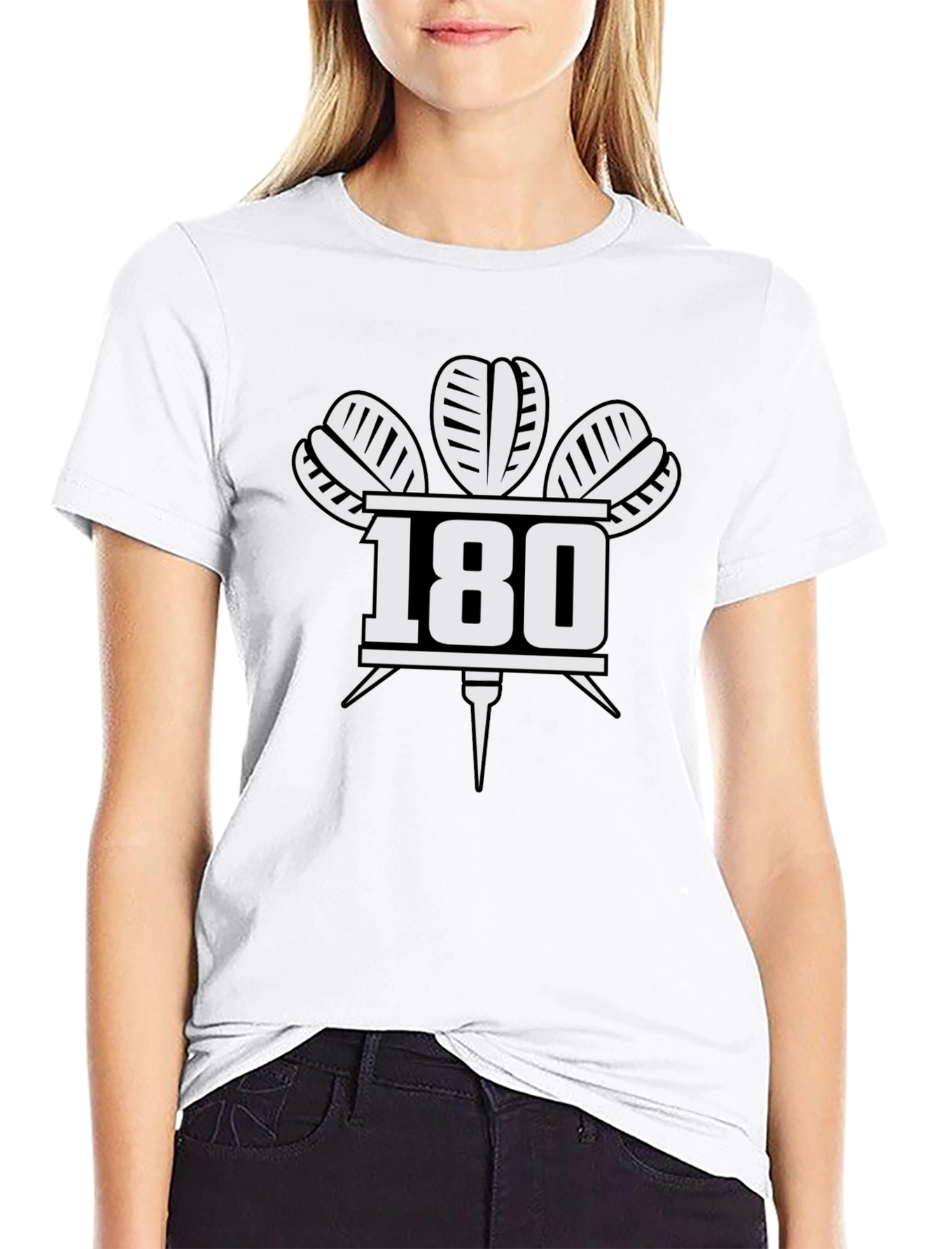Darts 180 T-Shirt - Black Dartboard Design