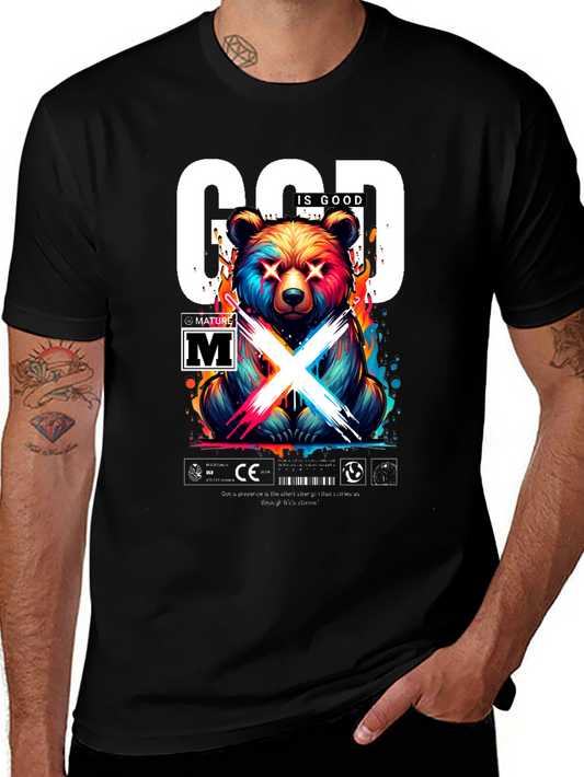 God Is Good Bear Graphic Tee - Trendy Streetwear