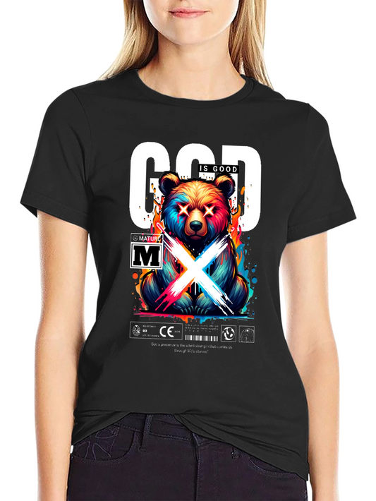 God Is Good Bear Graphic Tee - Trendy Streetwear