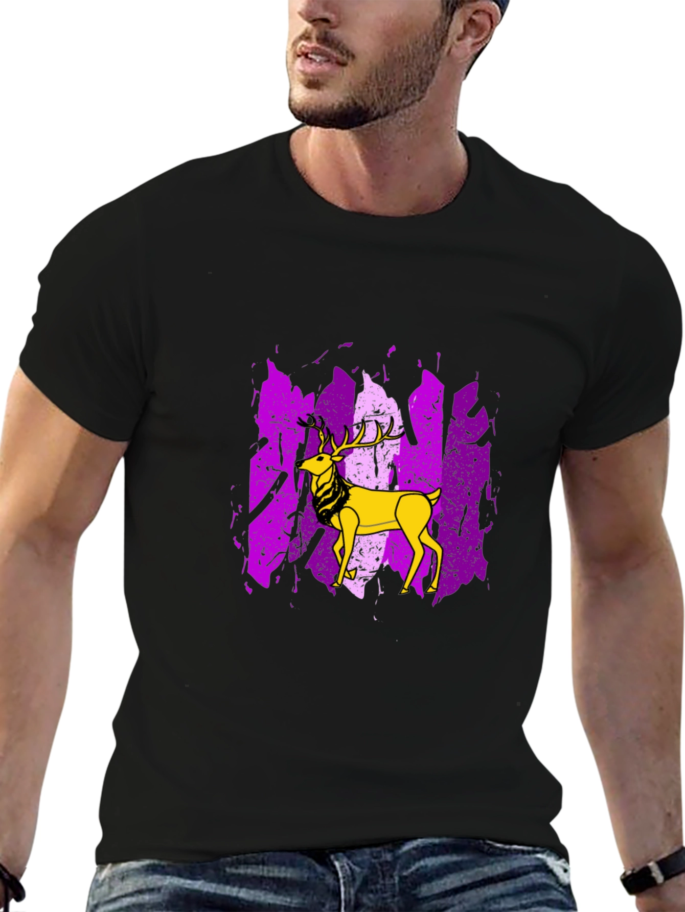 Deer Graphic Tee - Mens Black T-Shirt