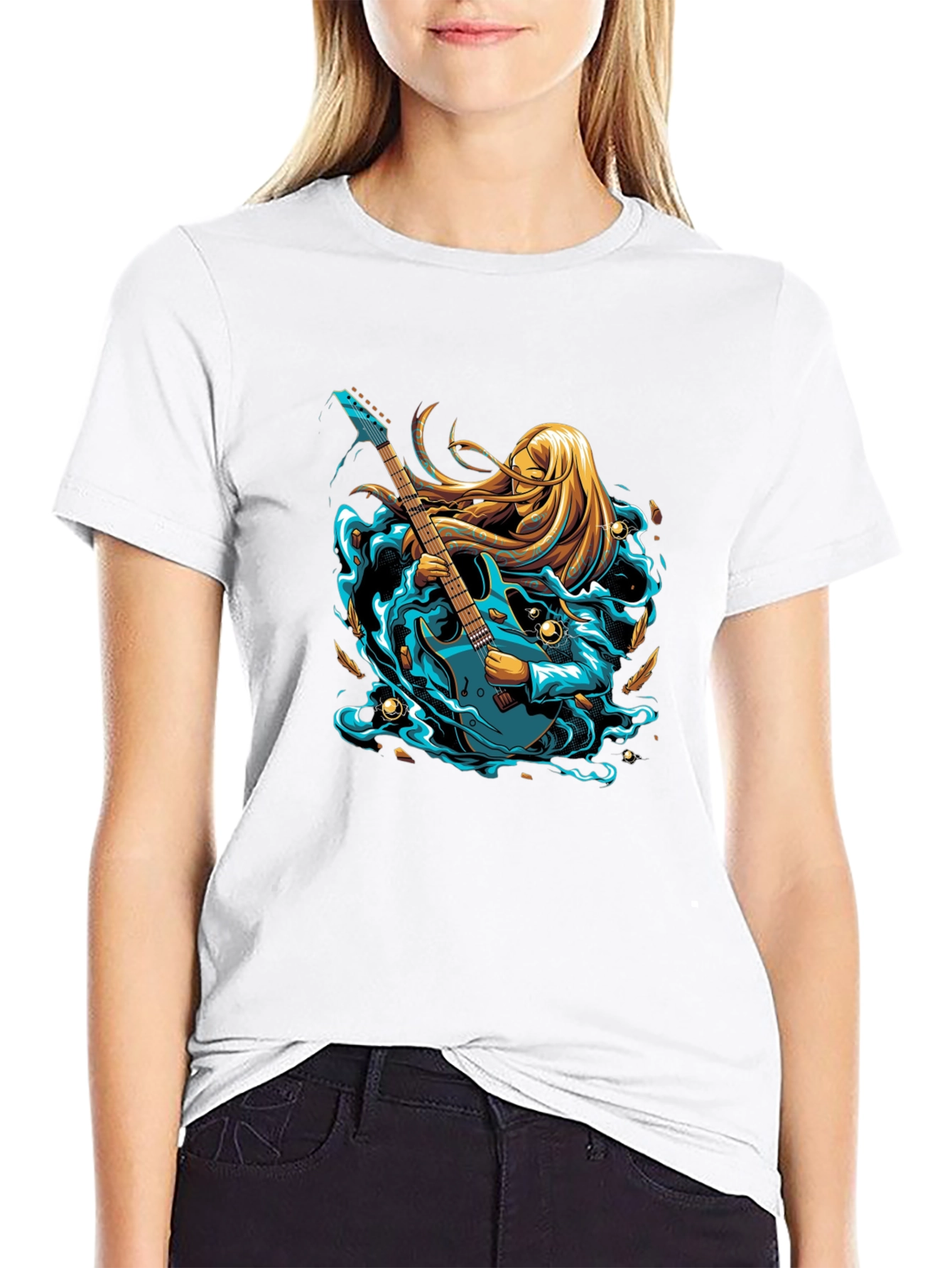 Guitar Goddess Graphic Tee - Stylish Musician T-Shirt
