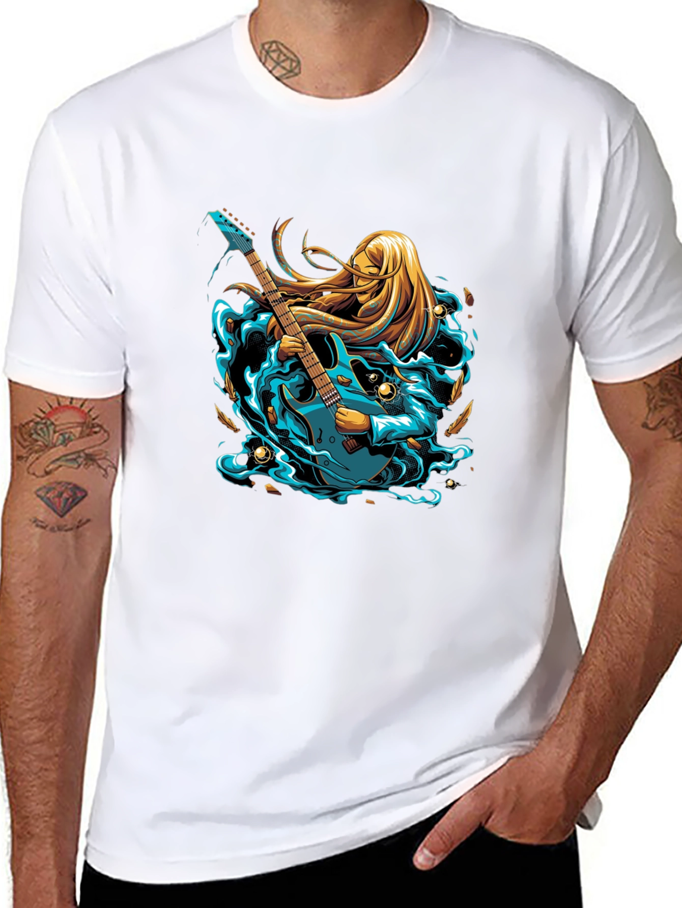Guitar Goddess Graphic Tee - Stylish Musician T-Shirt