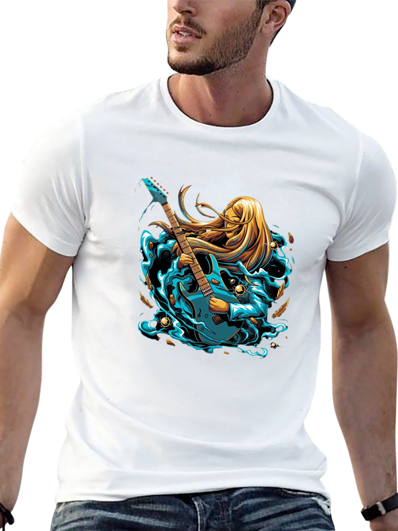 Guitar Goddess Graphic Tee - Stylish Musician T-Shirt