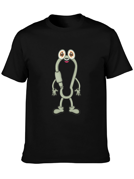Cartoon Carabiner Character Black T-Shirt