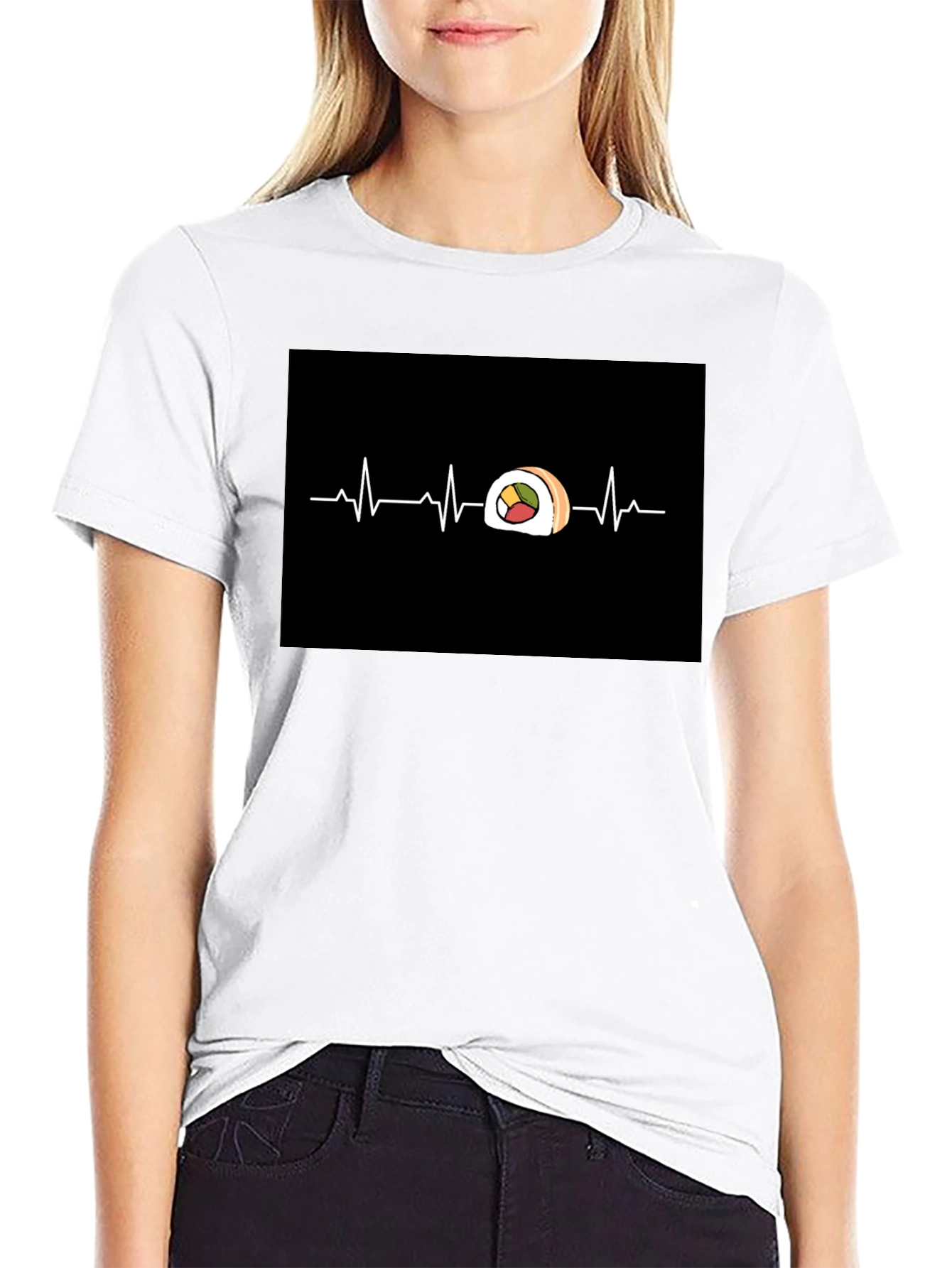 Sushi Heartbeat Graphic Tee - Cool Foodie T-Shirt