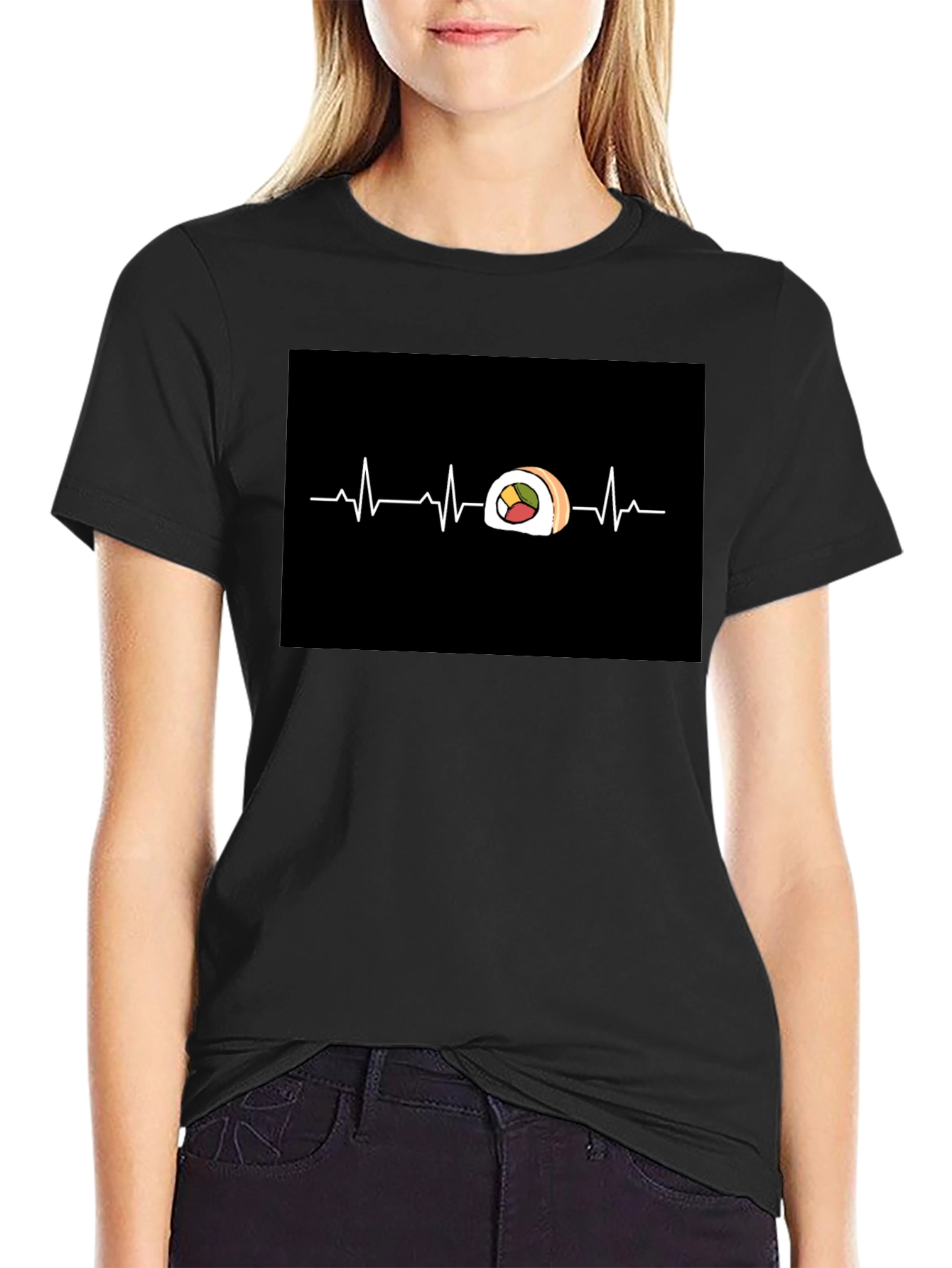 Sushi Heartbeat Graphic Tee - Cool Foodie T-Shirt