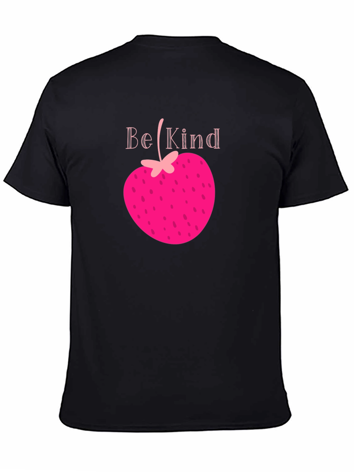 Be Kind Strawberry Heart Tee - Black Graphic T-Shirt