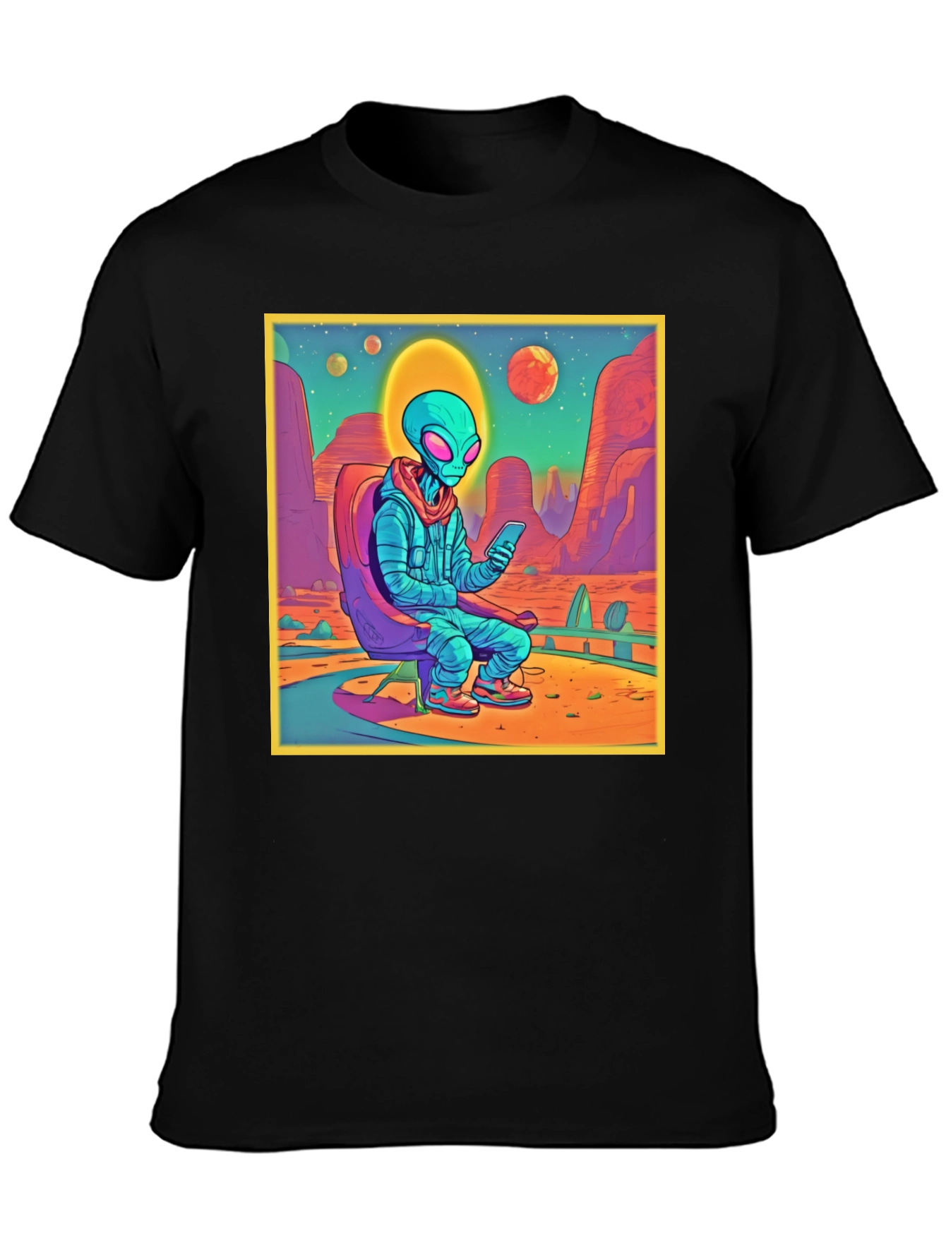 Alien Desert Scene Graphic Tee - Relaxed Style