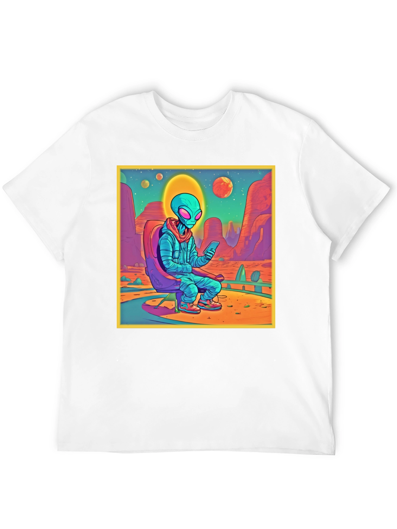 Alien Desert Scene Graphic Tee - Relaxed Style