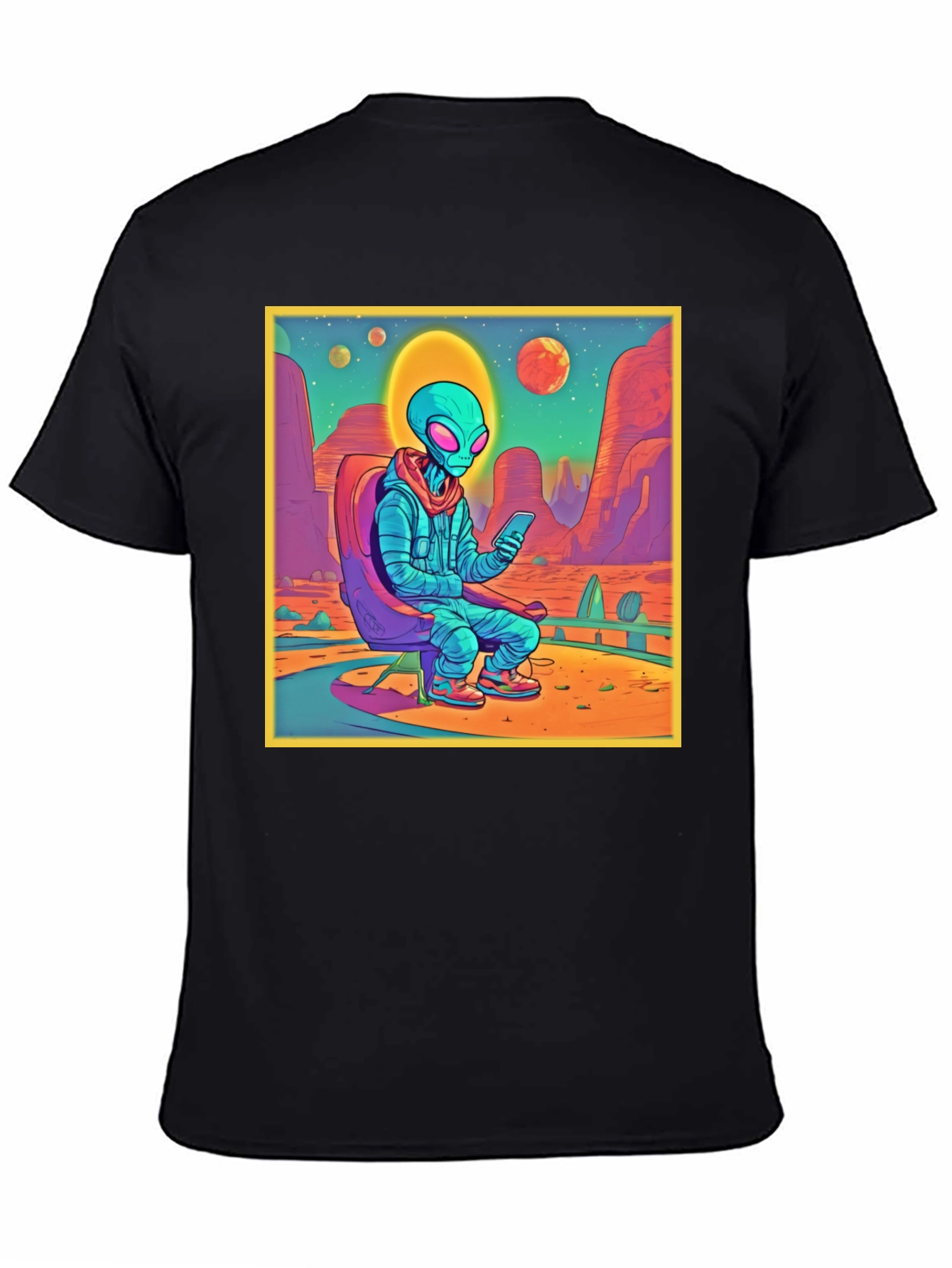 Alien Desert Scene Graphic Tee - Relaxed Style