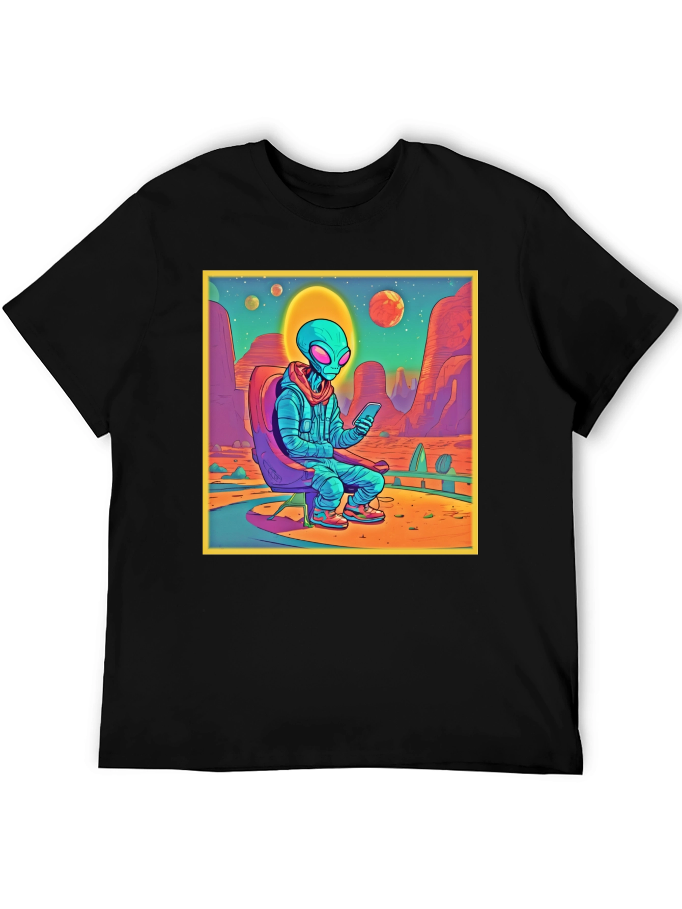 Alien Desert Scene Graphic Tee - Relaxed Style
