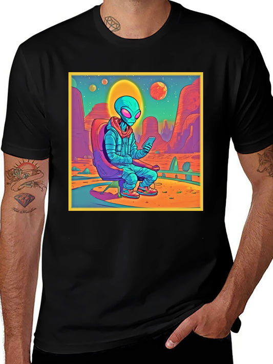 Alien Desert Scene Graphic Tee - Relaxed Style