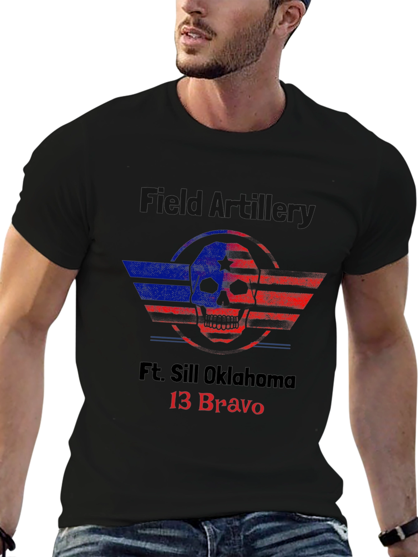 Ft. Sill Oklahoma 13 Bravo Skull Graphic T-Shirt