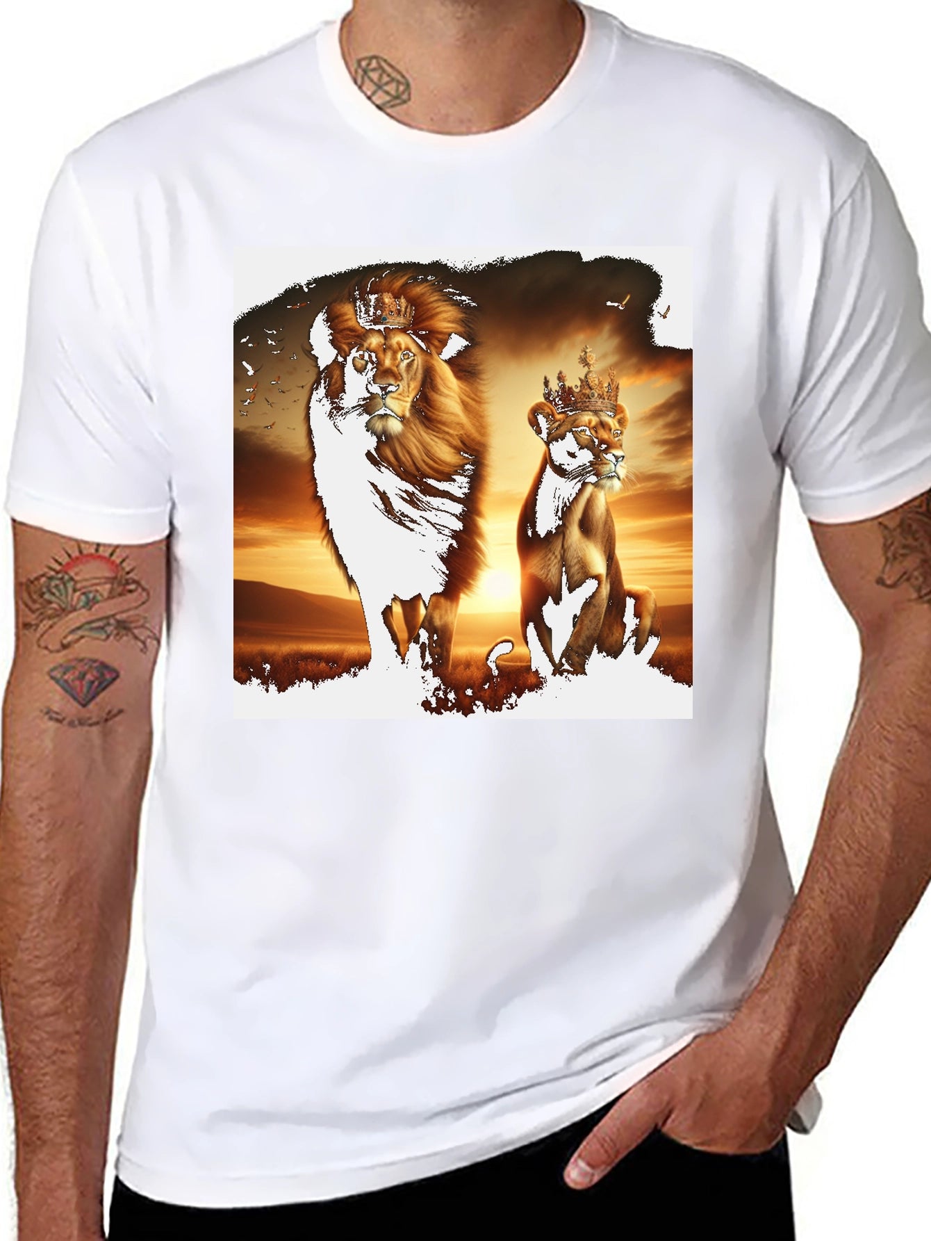King & Queen Lion Graphic Tee - Black