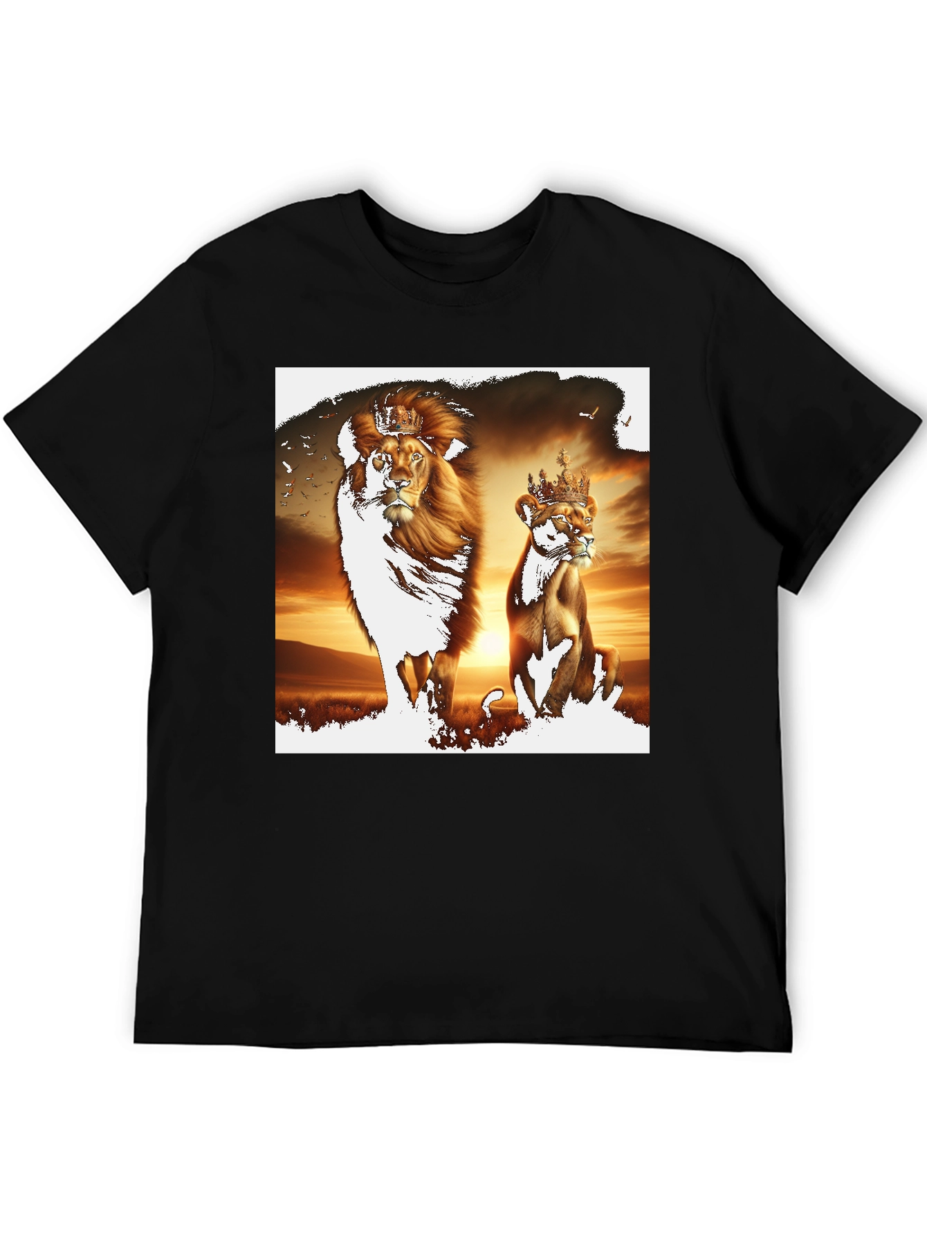 King & Queen Lion Graphic Tee - Black