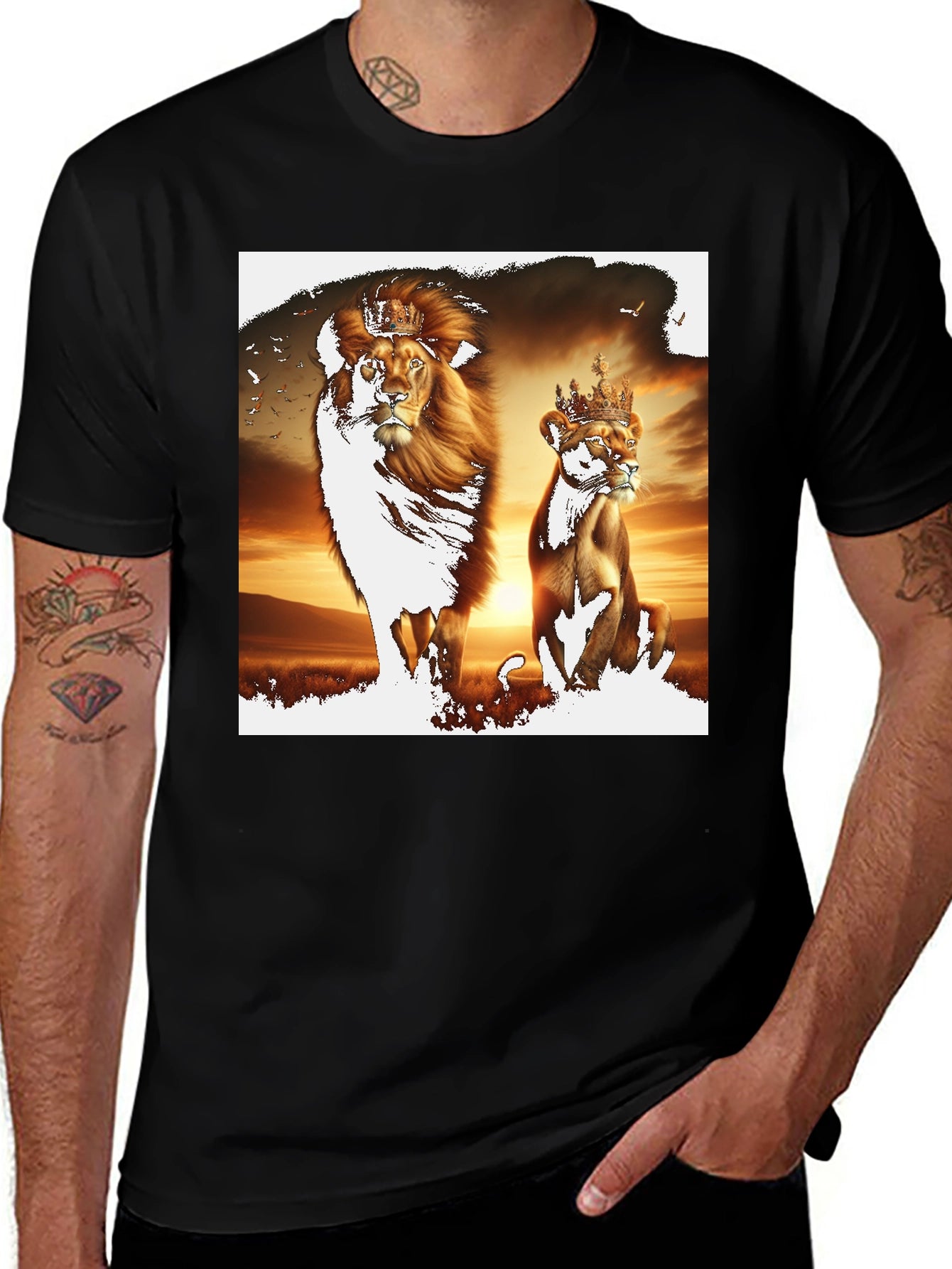 King & Queen Lion Graphic Tee - Black