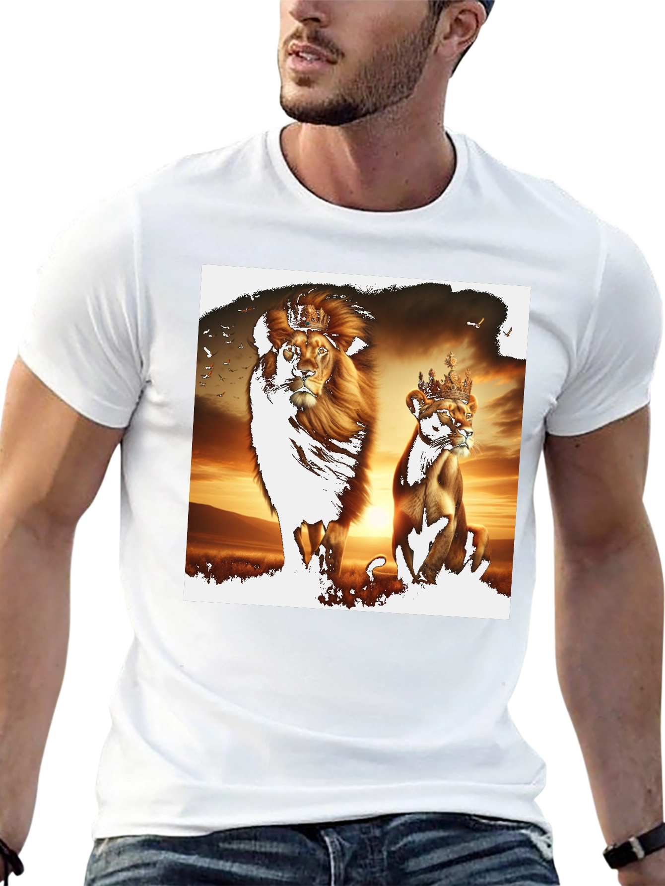 King & Queen Lion Graphic Tee - Black
