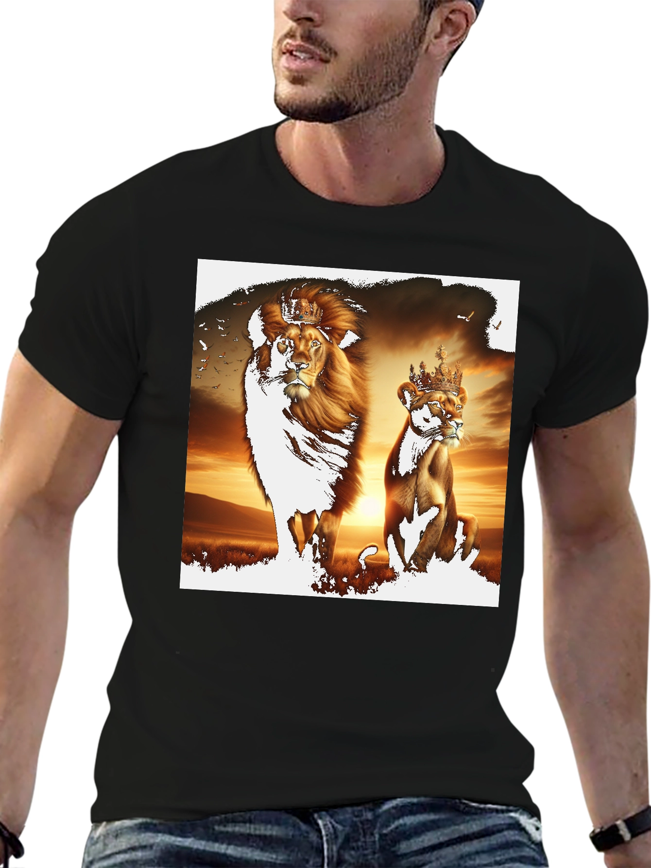 King & Queen Lion Graphic Tee - Black