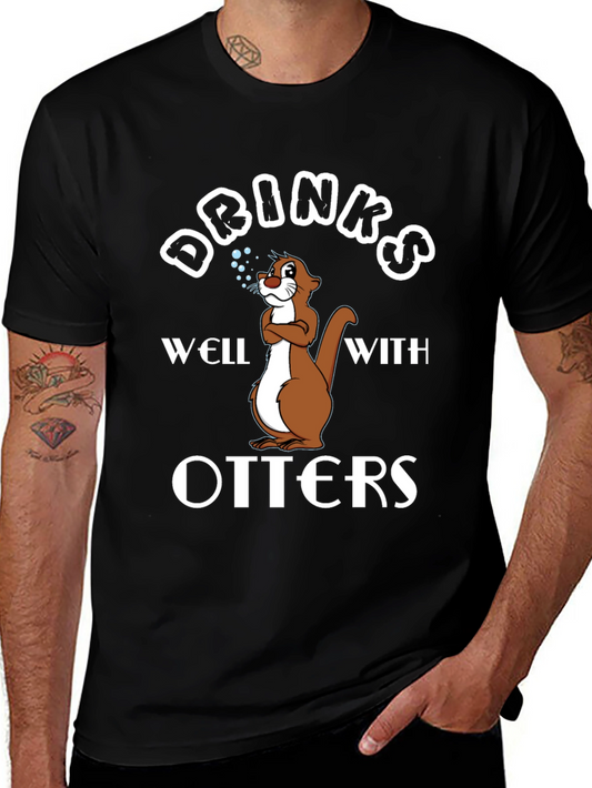 Drinks Well With Otters Graphic T-Shirt