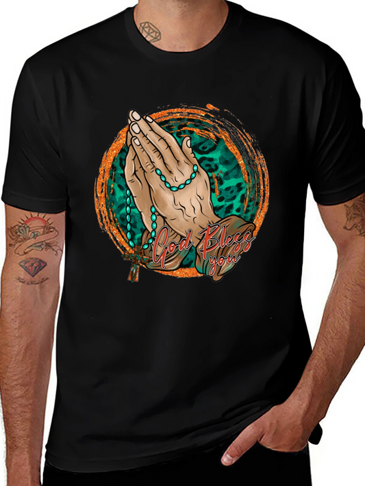 God Bless You Prayer Hands Graphic Tee