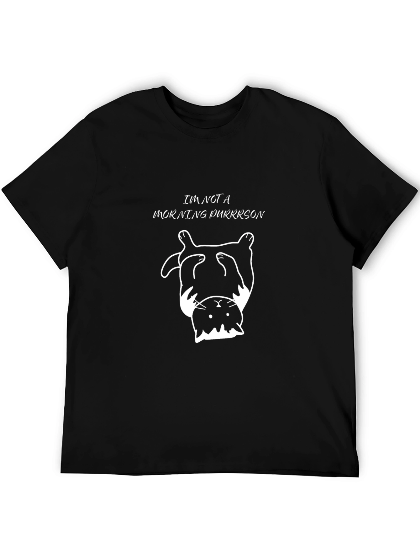 Funny Cat Not A Morning Purrrson Black T-Shirt