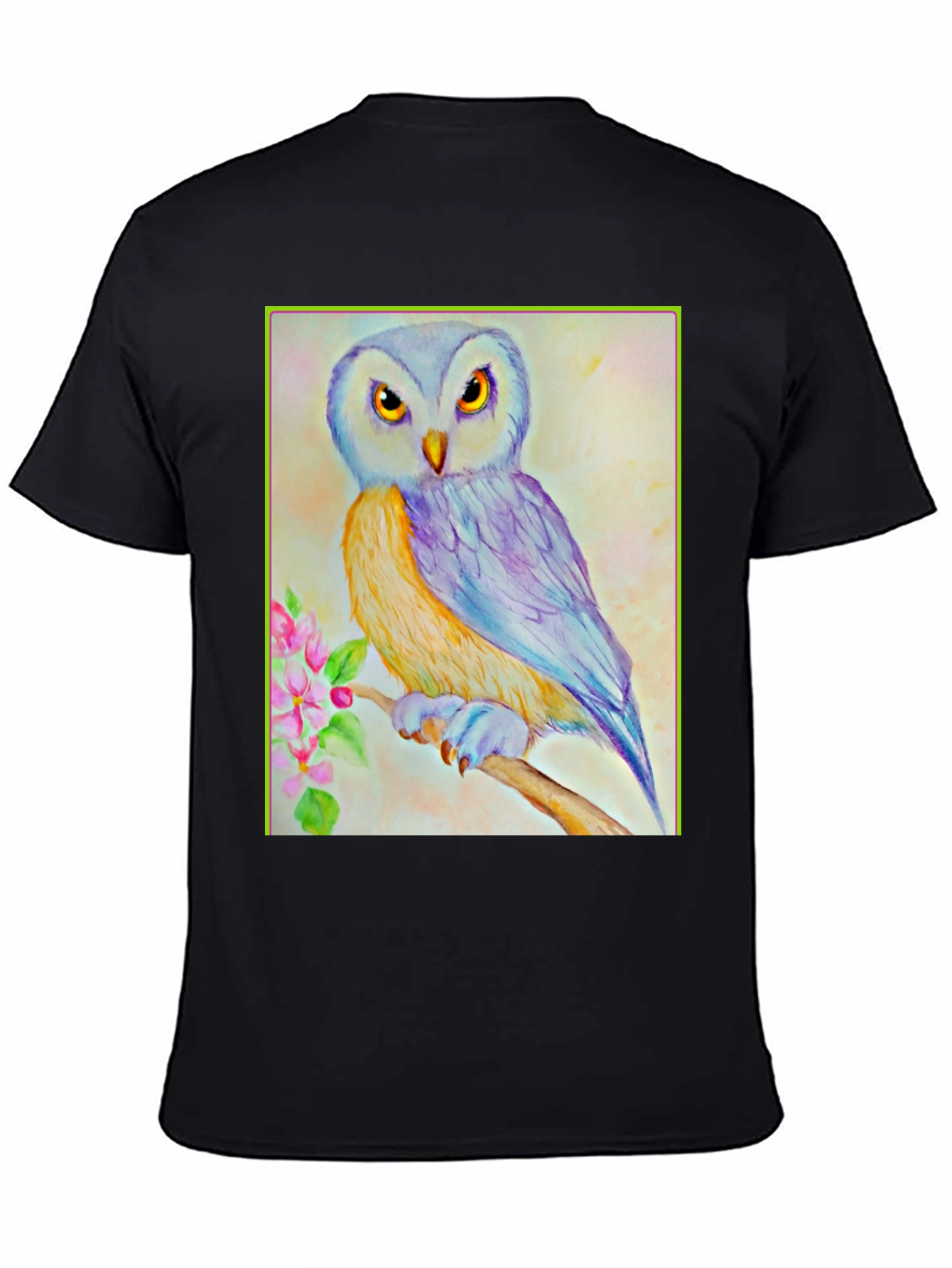 Owl Art Print Graphic Tee - Unisex Black T-Shirt