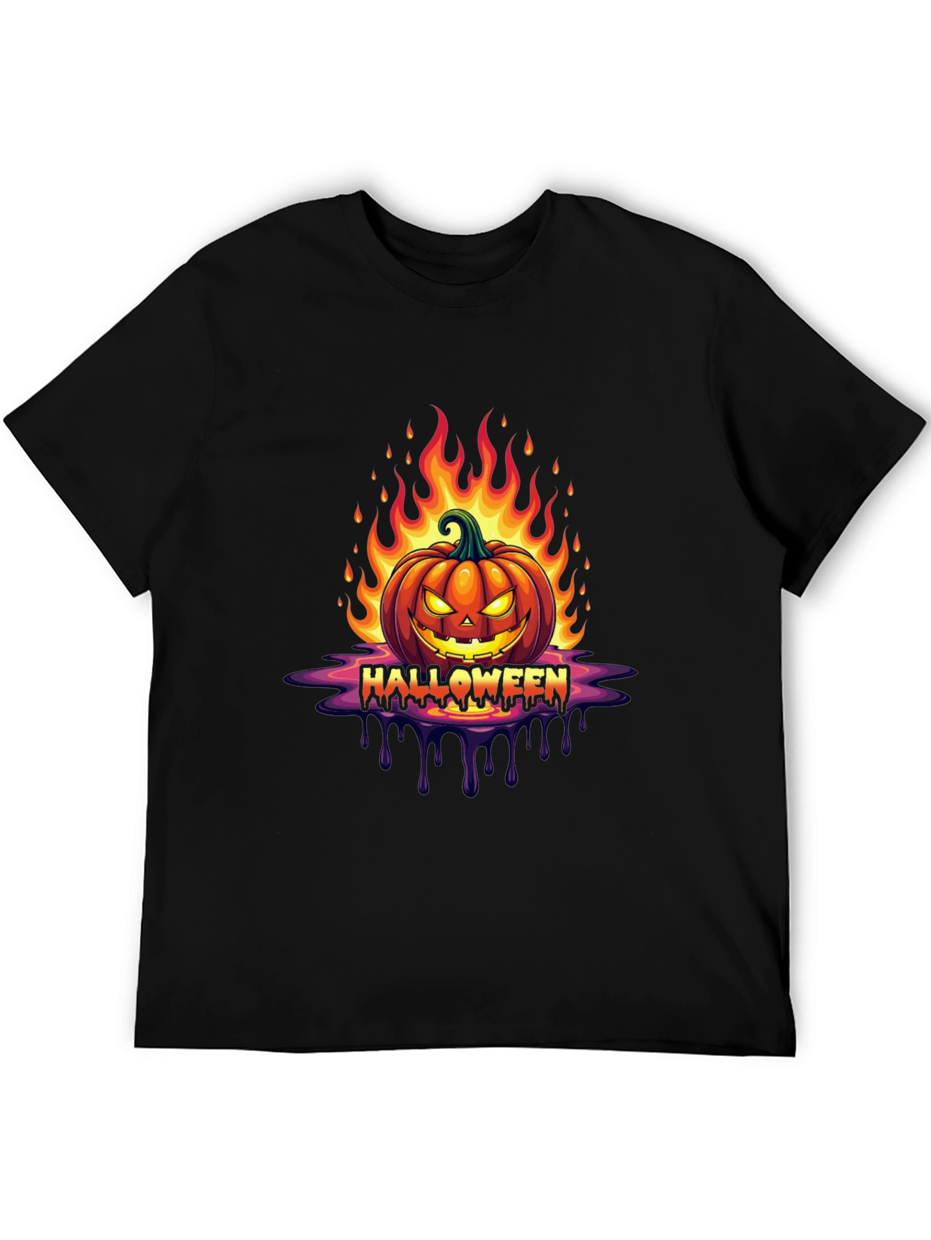Halloween Pumpkin Flames Graphic Tee