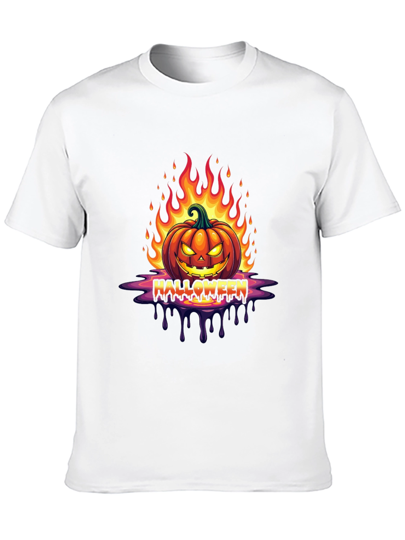 Halloween Pumpkin Flames Graphic Tee
