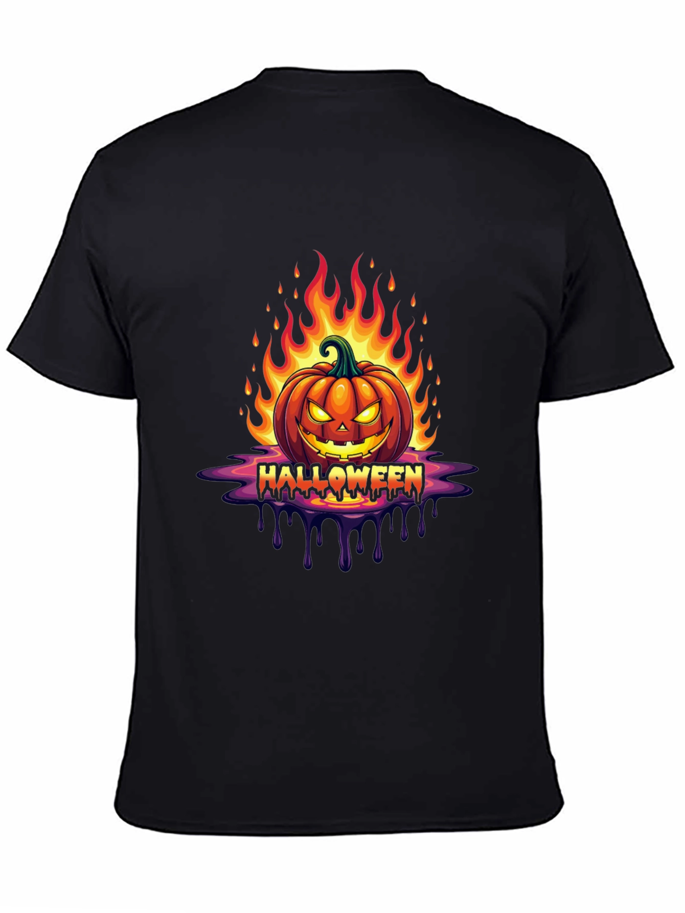 Halloween Pumpkin Flames Graphic Tee