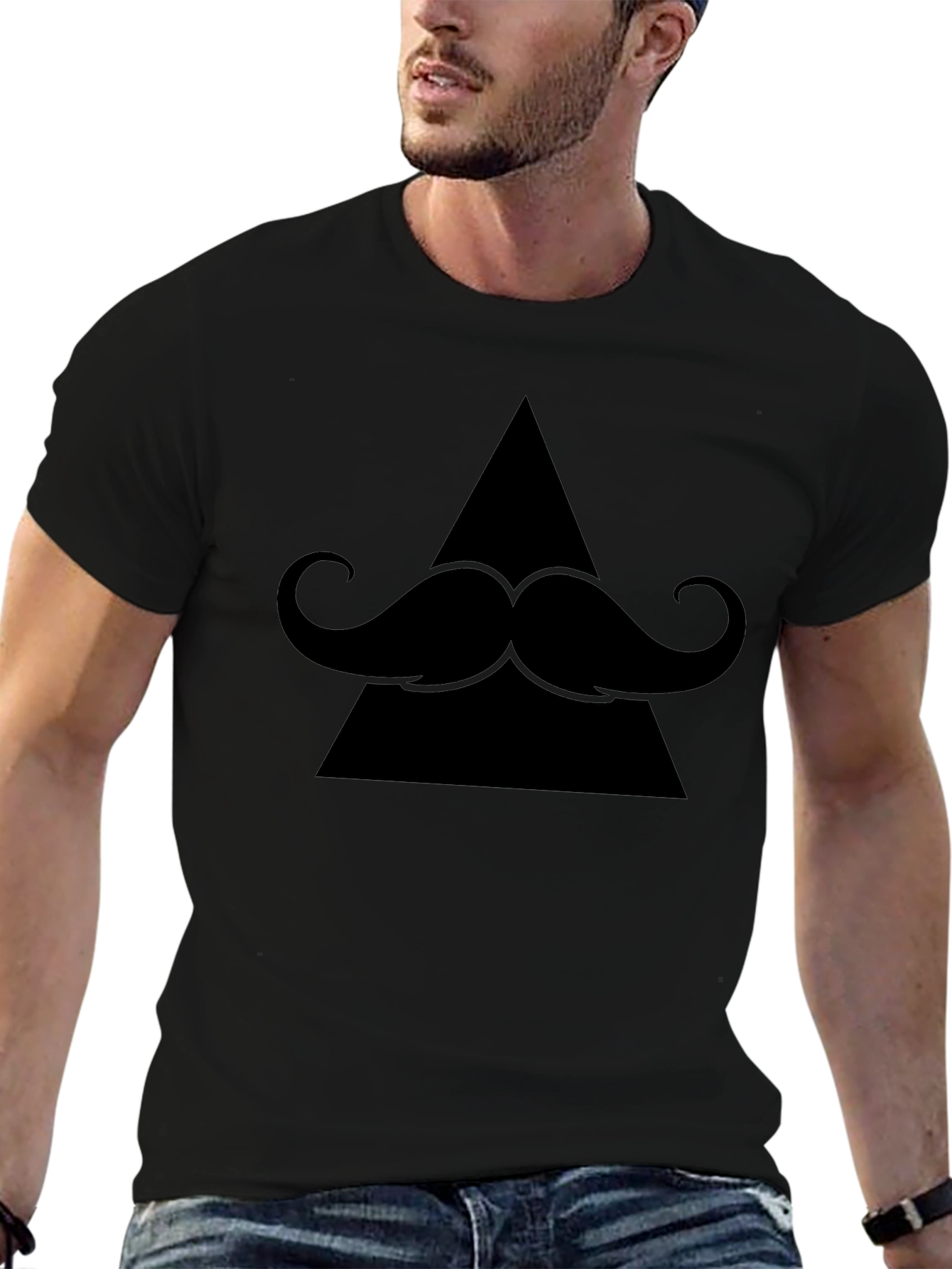 Stylish Triangle Mustache Graphic T-Shirt