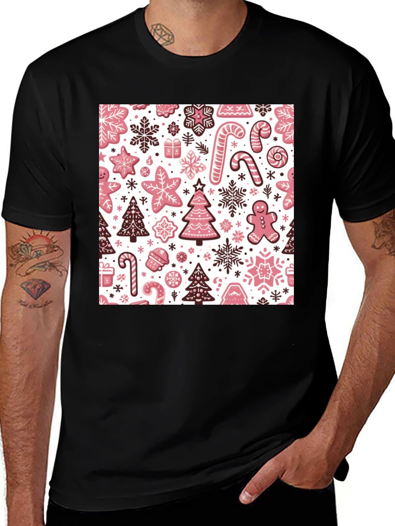 Festive Gingerbread Holiday Pattern Tee