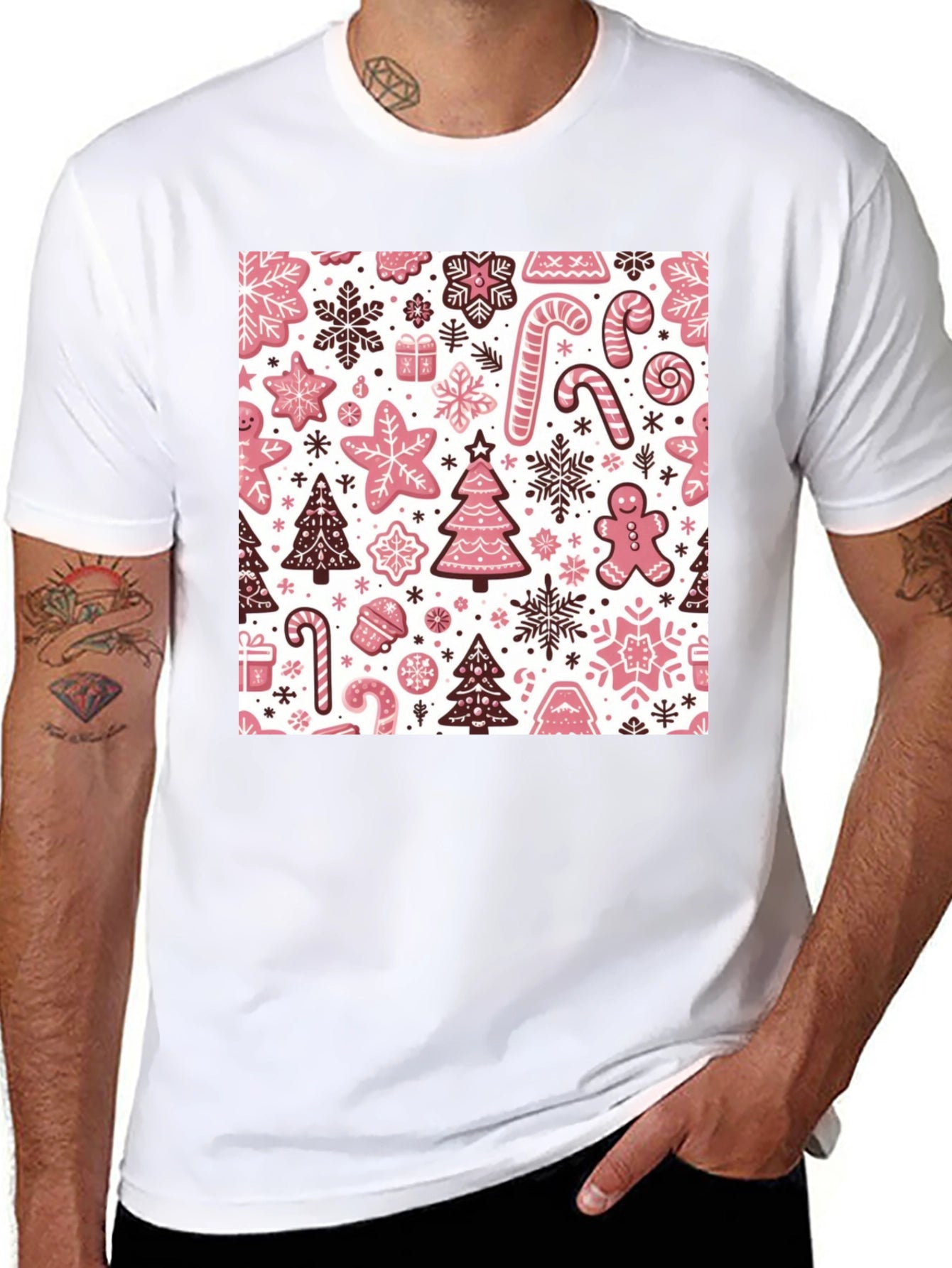 Festive Gingerbread Holiday Pattern Tee