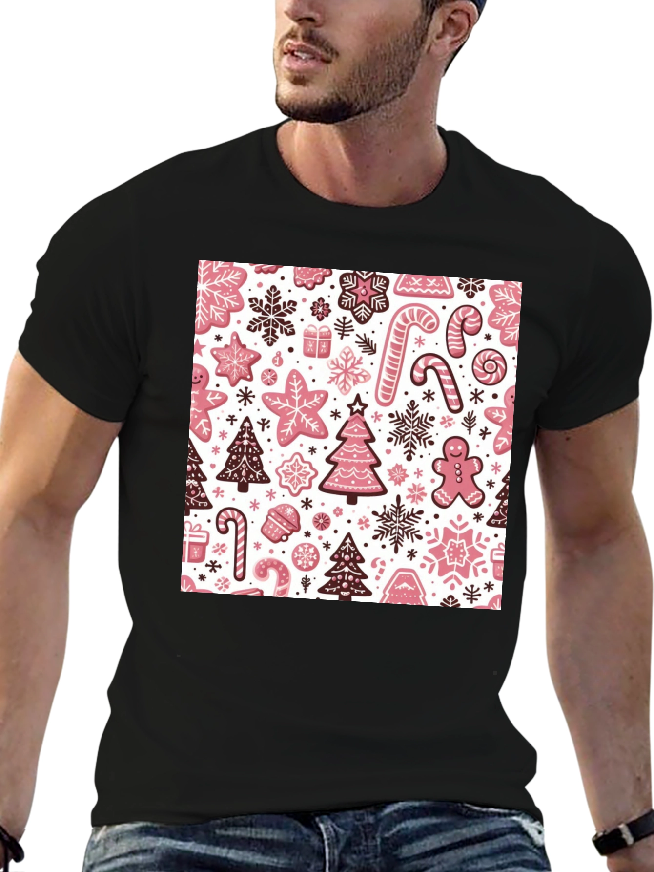Festive Gingerbread Holiday Pattern Tee