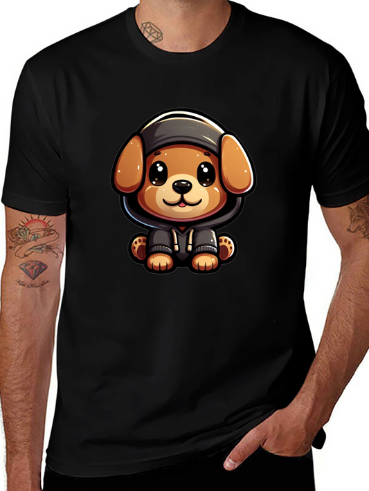 Cute Cartoon Dog in Hoodie T-Shirt