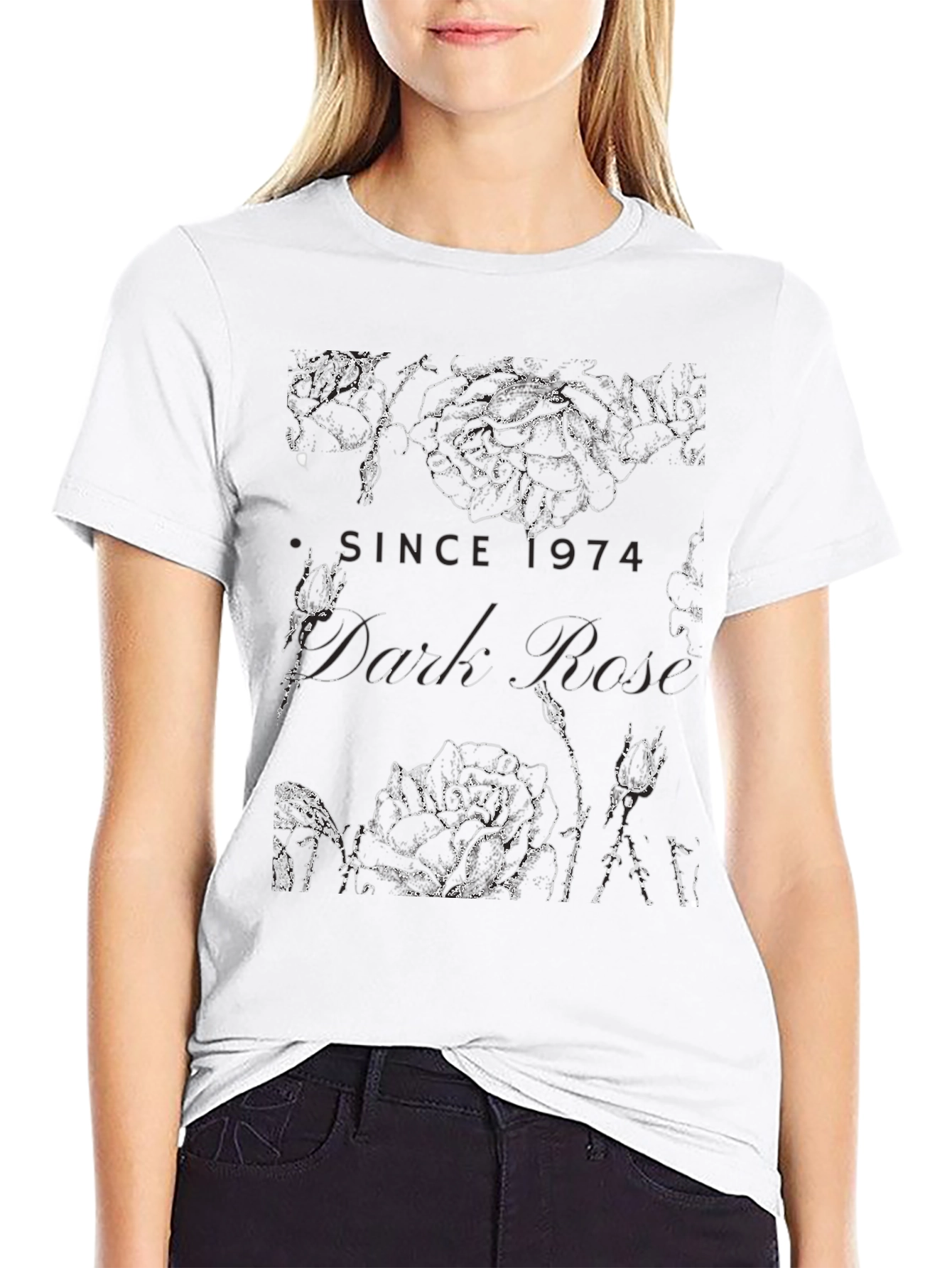Dark Rose Graphic Tee - Since 1974 Black T-Shirt