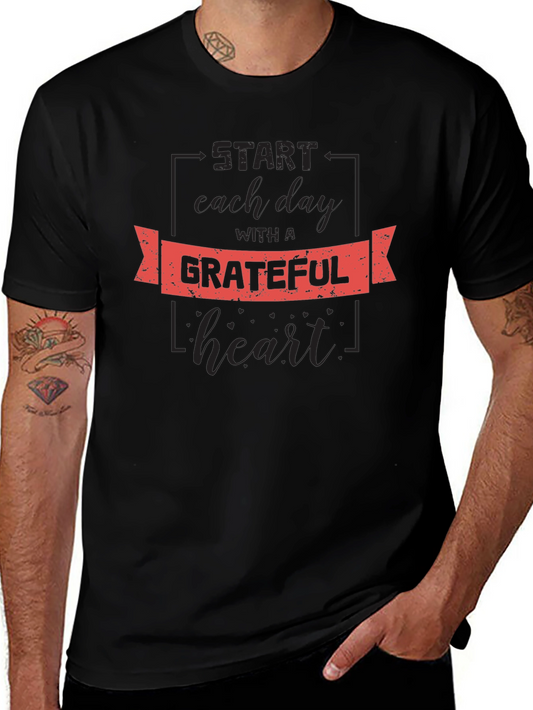 Grateful Heart Graphic Tee - Black Cotton T-Shirt
